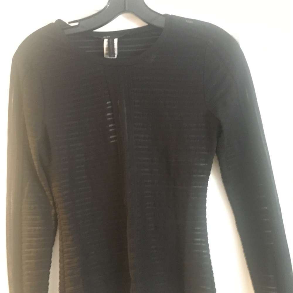 BCBG NEW BLACK PULLOVER SHEER TOP